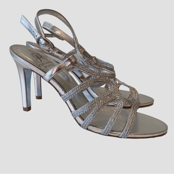 ADRIANNA PAPELL METALLIC SILVER OPEN TOE STRAP SANDALS - Picture 12 of 14